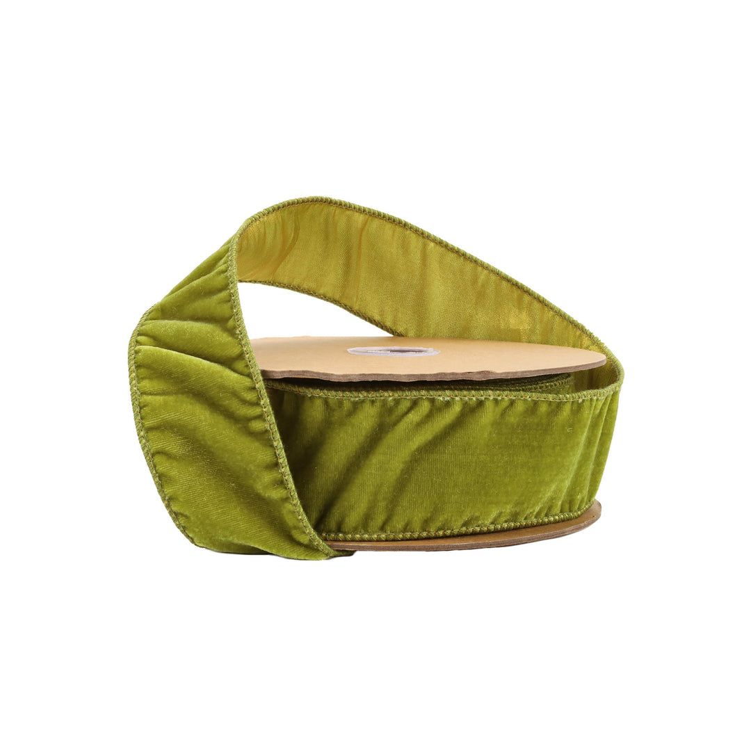 Apple Green Wired Premium Velvet Ribbon - 2.5" - Greenery Market7055W - 550 - 63E
