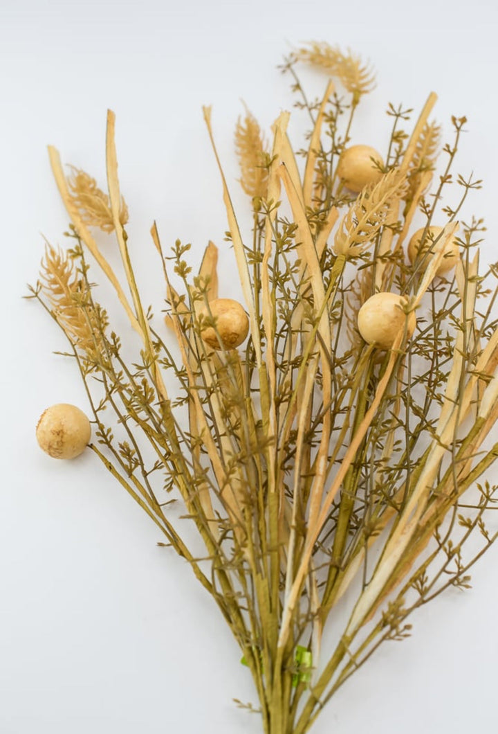 Artificial Crabapple berry wheat grass bush - beige - Greenery Marketgreenery56515BE