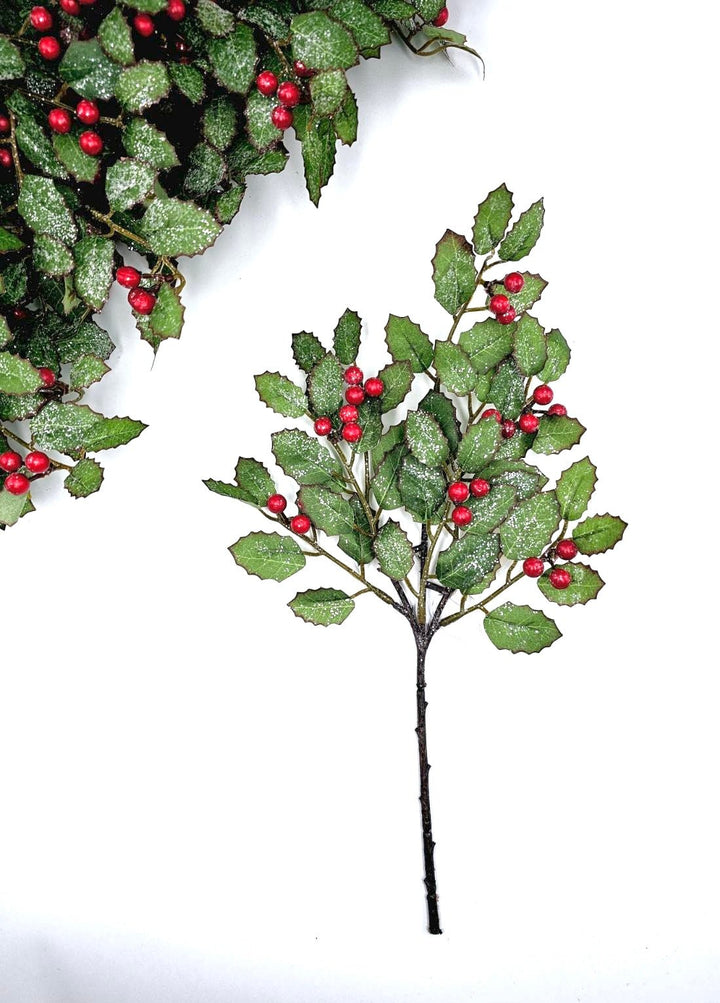 Artificial holly and red berries pick x 12 - Best seller - BULK - Greenery MarketArtificial FloraXp2543 x 12 picks