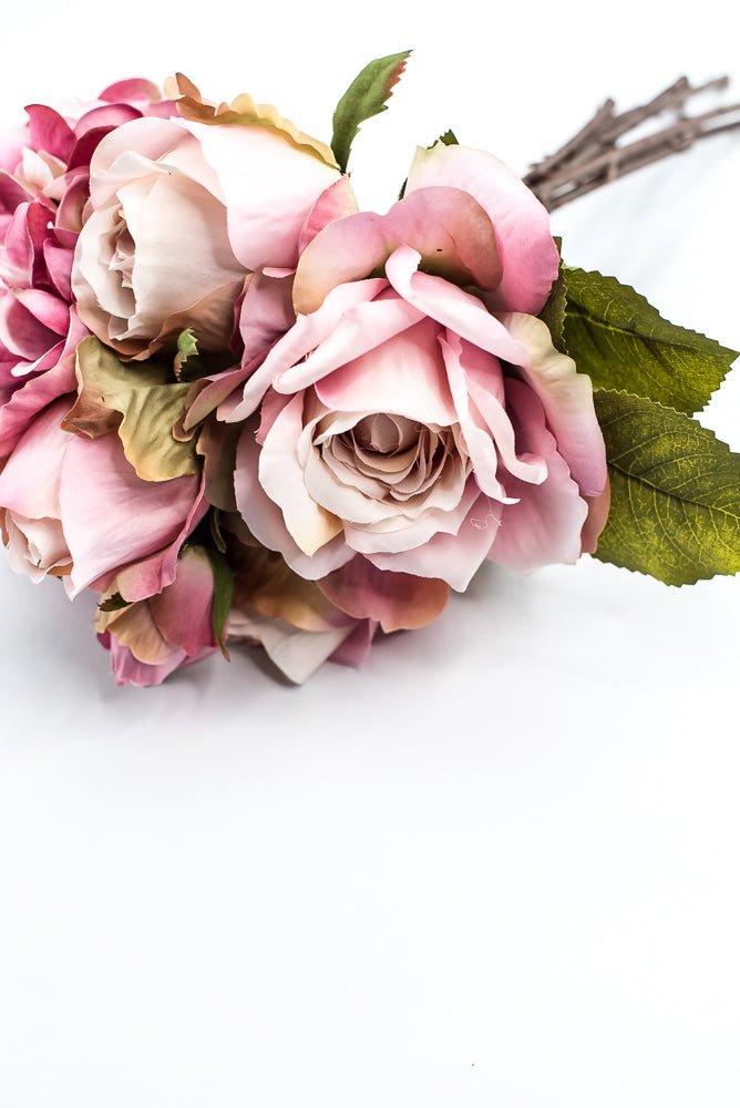 Artificial Hydrangea And Roses Flower Bundle - Pink - Greenery MarketFBQ758 - PK/RO