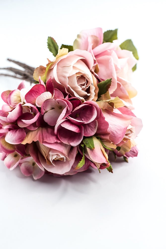 Artificial Hydrangea And Roses Flower Bundle - Pink - Greenery MarketFBQ758 - PK/RO