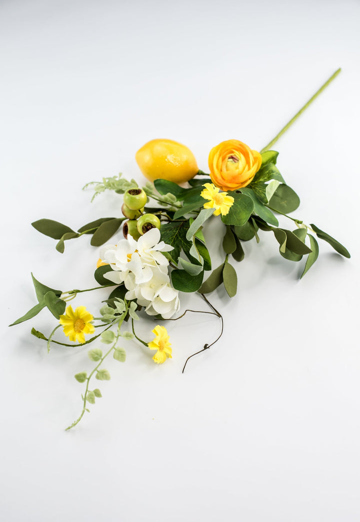 Artificial Lemon and flower spray with mixed greenery - Greenery MarketArtificial Flora64892