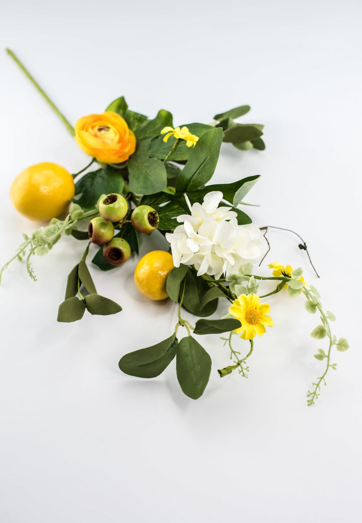 Artificial Lemon and flower spray with mixed greenery - Greenery MarketArtificial Flora64892
