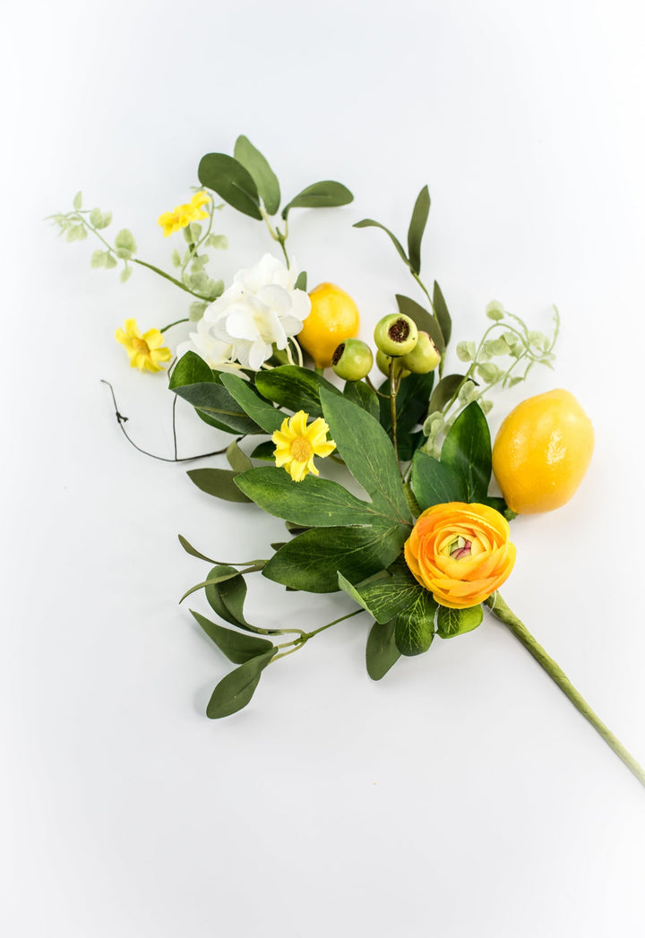 Artificial Lemon and flower spray with mixed greenery - Greenery MarketArtificial Flora64892