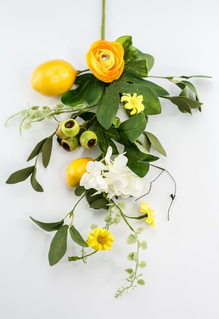 Artificial Lemon and flower spray with mixed greenery - Greenery MarketArtificial Flora64892