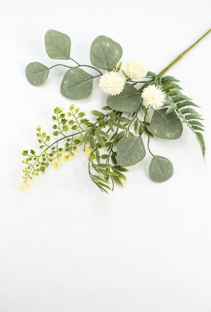 Artificial mixed greenery, thistle, and fern pick - cream green - Greenery MarketArtificial Flora63537SP18