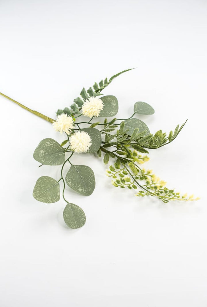 Artificial mixed greenery, thistle, and fern pick - cream green - Greenery MarketArtificial Flora63537SP18