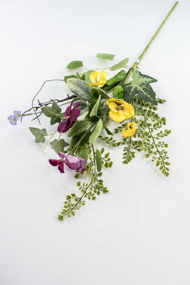 Artificial, Mixed, Pansy Flower Spray - Greenery Market28337