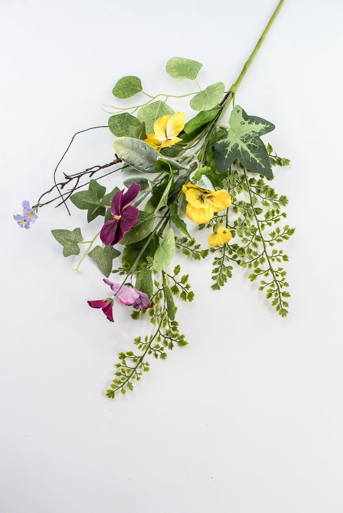 Artificial, Mixed, Pansy Flower Spray - Greenery Market28337