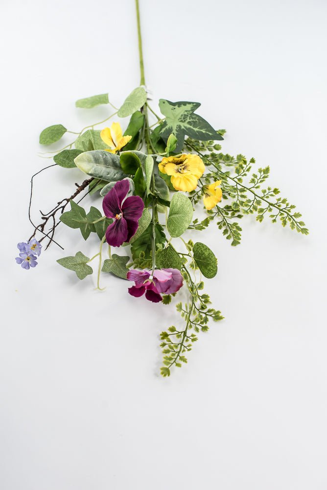 Artificial, Mixed, Pansy Flower Spray - Greenery Market28337