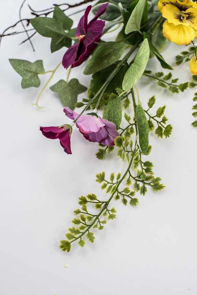 Artificial, Mixed, Pansy Flower Spray - Greenery Market28337