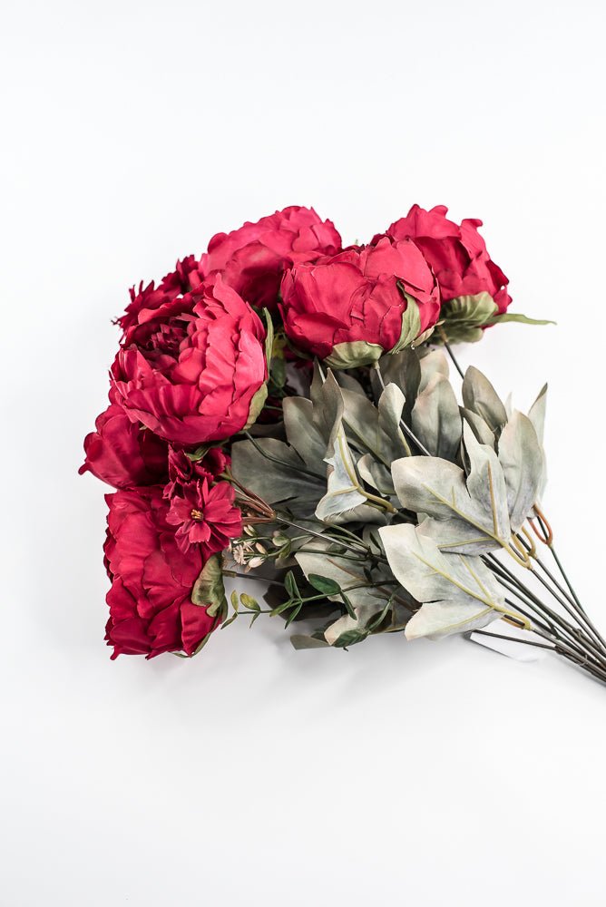 Artificial, Red peonies flowers bush - Greenery Marketartificial flowers85323 - RD