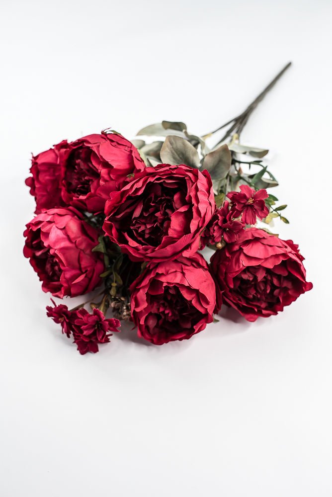 Artificial, Red peonies flowers bush - Greenery Marketartificial flowers85323 - RD