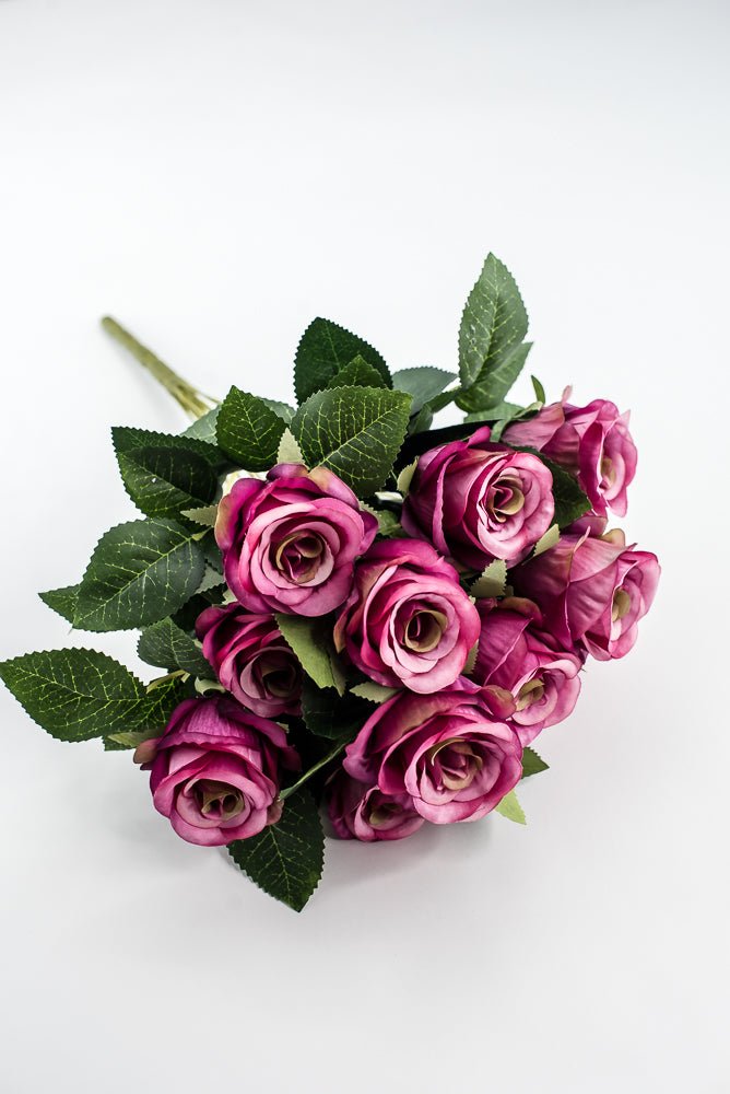 Artificial Rose Bush - Fuchsia Pink - Greenery Market84886 - FU