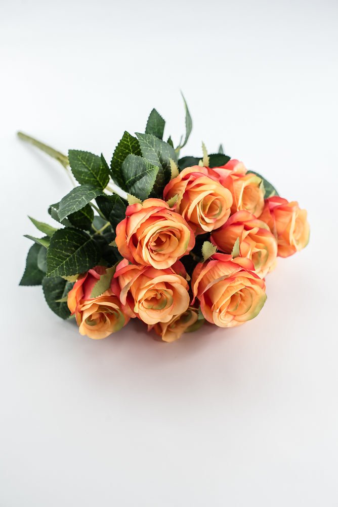 Artificial Rose Bush - Orange Coral - Greenery Market84886 - OR