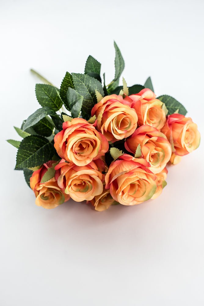 Artificial Rose Bush - Orange Coral - Greenery Market84886 - OR