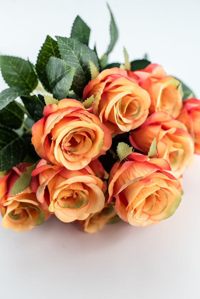 Artificial Rose Bush - Orange Coral - Greenery Market84886 - OR