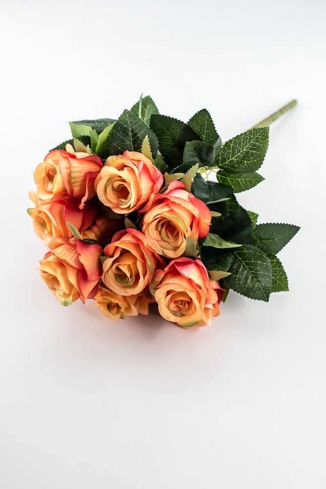 Artificial Rose Bush - Orange Coral - Greenery Market84886 - OR