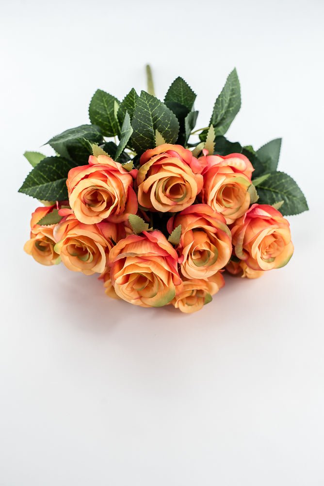 Artificial Rose Bush - Orange Coral - Greenery Market84886 - OR