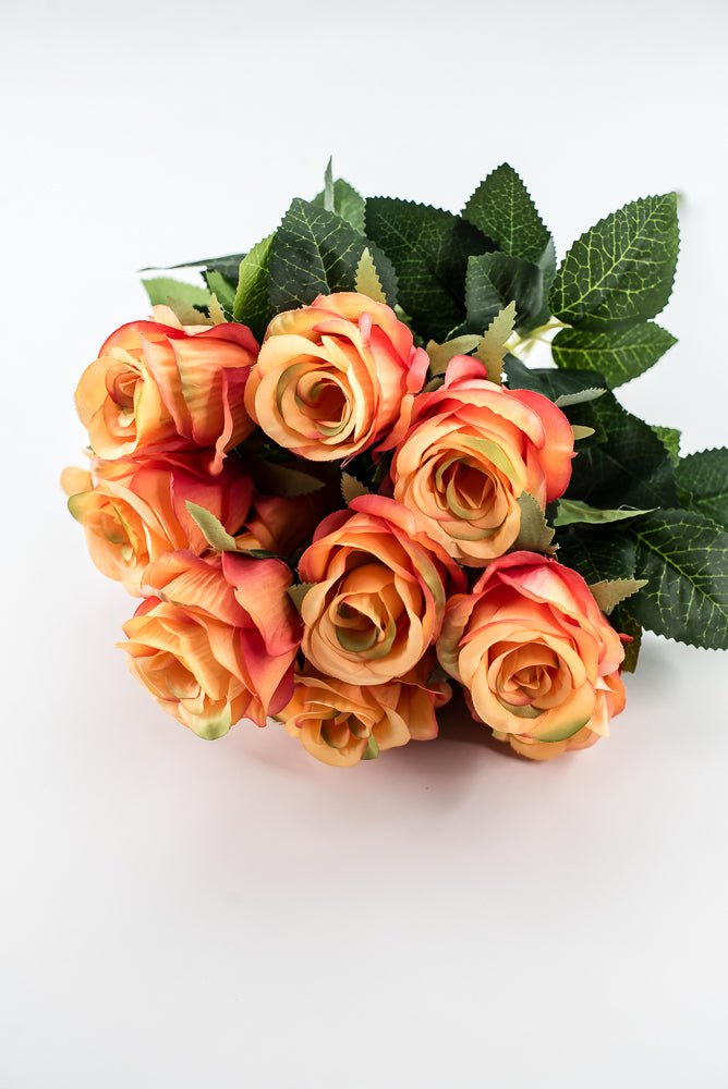 Artificial Rose Bush - Orange Coral - Greenery Market84886 - OR