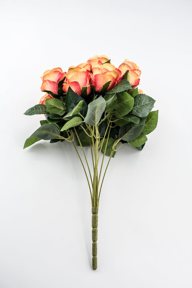 Artificial Rose Bush - Orange Coral - Greenery Market84886 - OR