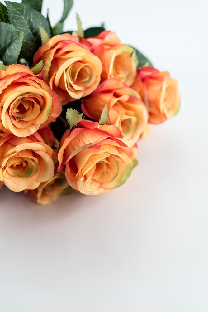 Artificial Rose Bush - Orange Coral - Greenery Market84886 - OR