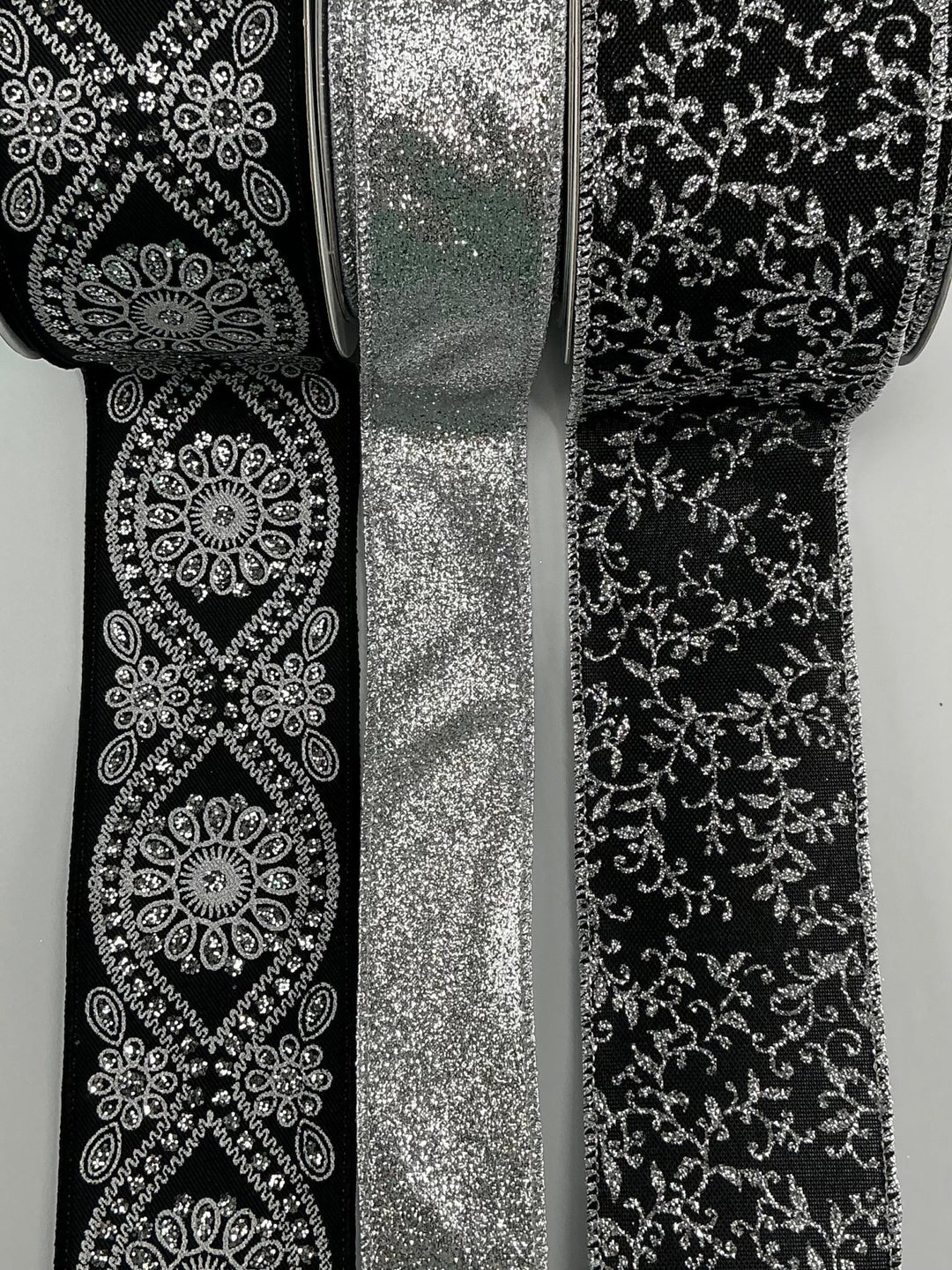 Black and silver vine bow bundle x 3 - Greenery MarketRibbons & TrimBlacksilverx3