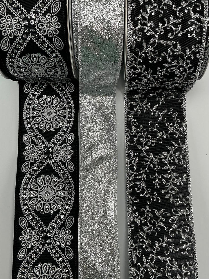 Black and silver vine bow bundle x 3 - Greenery MarketRibbons & TrimBlacksilverx3