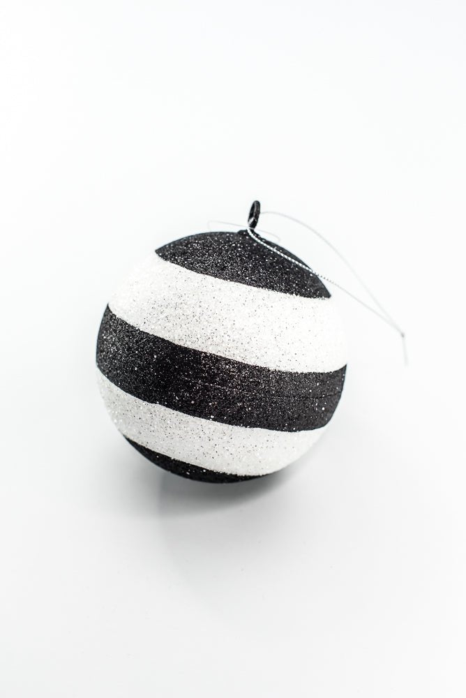 Black and White Stripe Ornament Ball - Greenery Market84920BA4