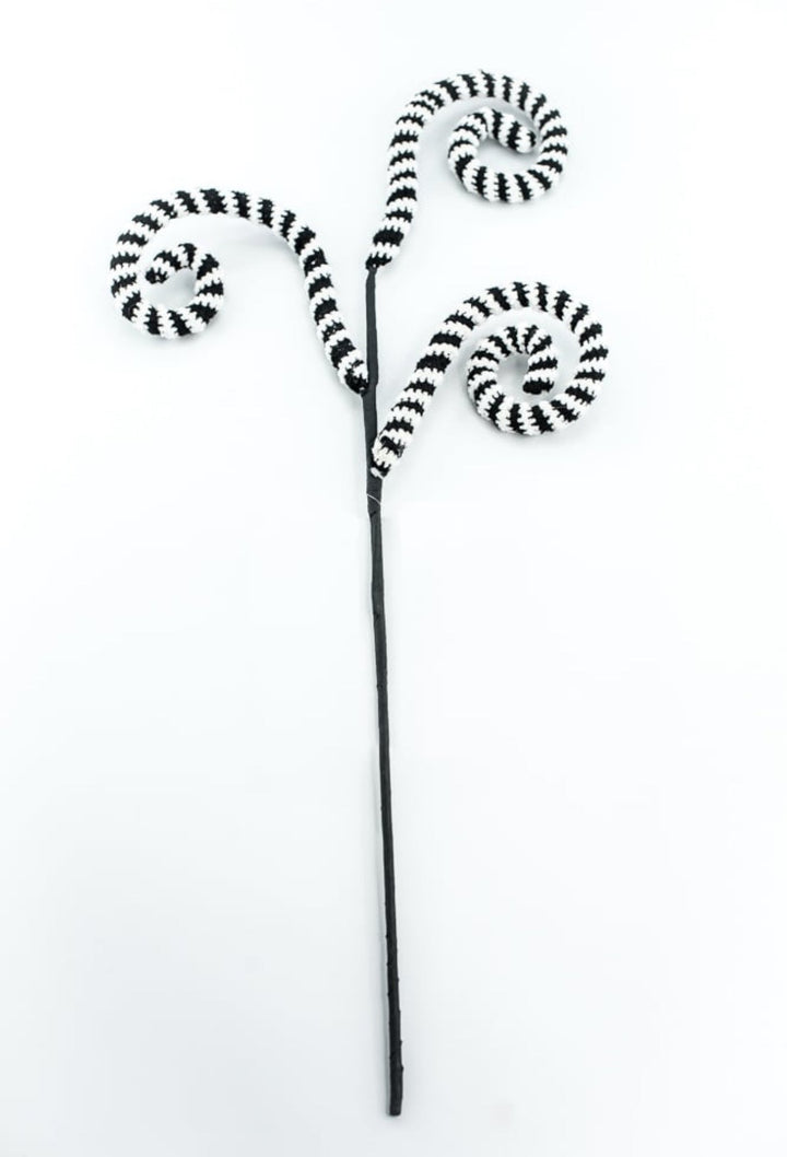 Black and White Stripe Spiral Curly Spray - Greenery Market57253BKWT