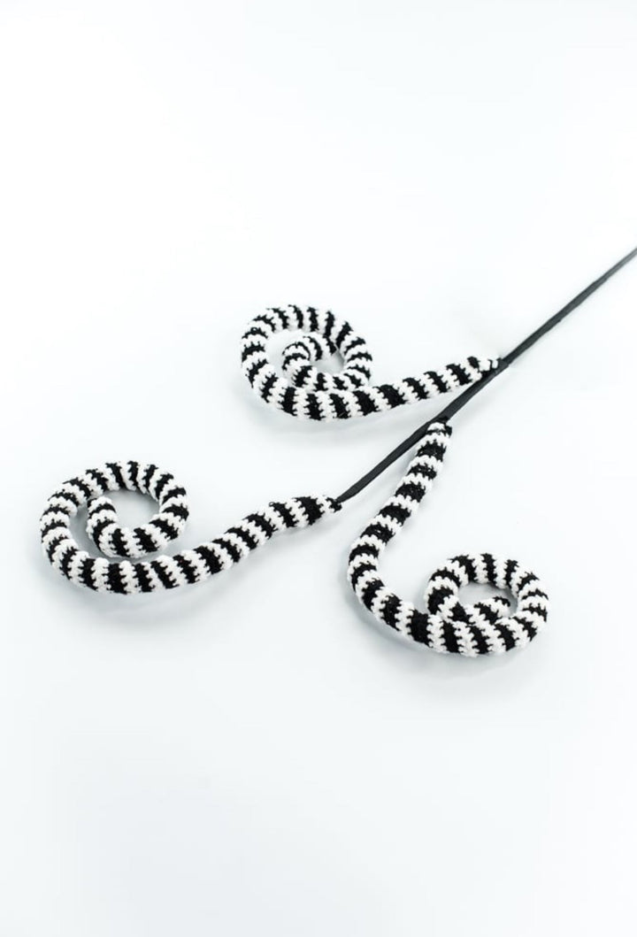 Black and White Stripe Spiral Curly Spray - Greenery Market57253BKWT