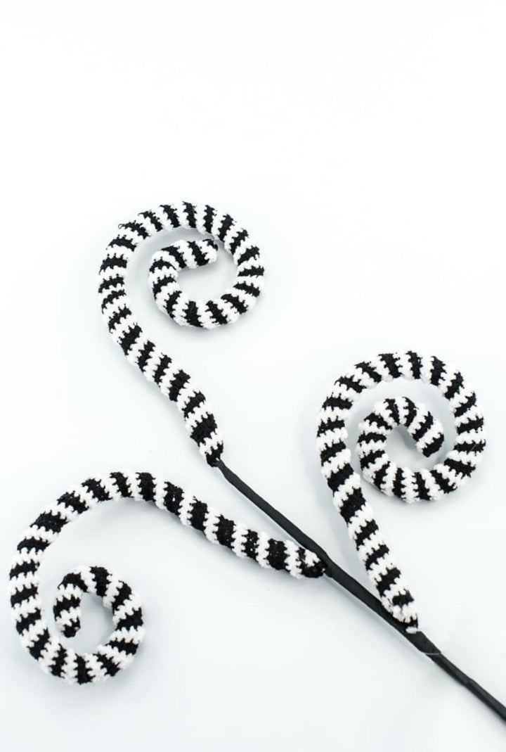 Black and White Stripe Spiral Curly Spray - Greenery Market57253BKWT