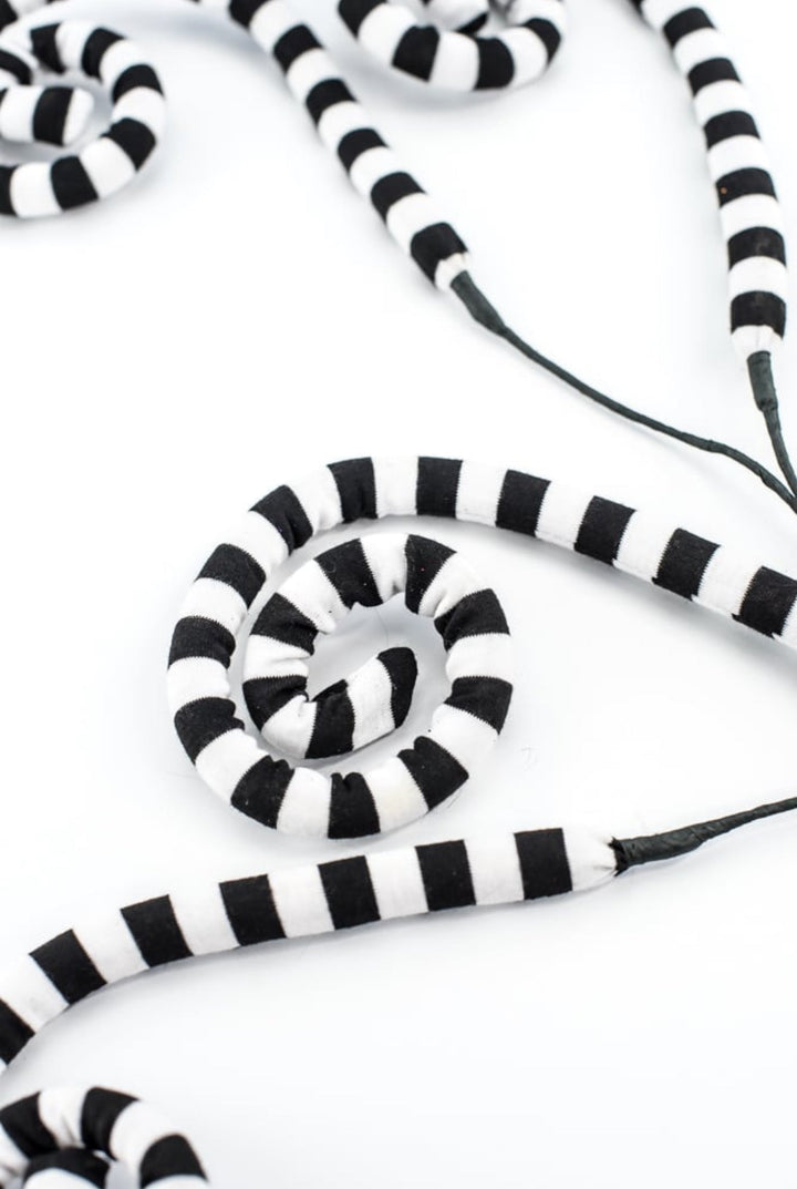 Black And White Striped Curly Spray - Greenery MarketPicks56533BKWT