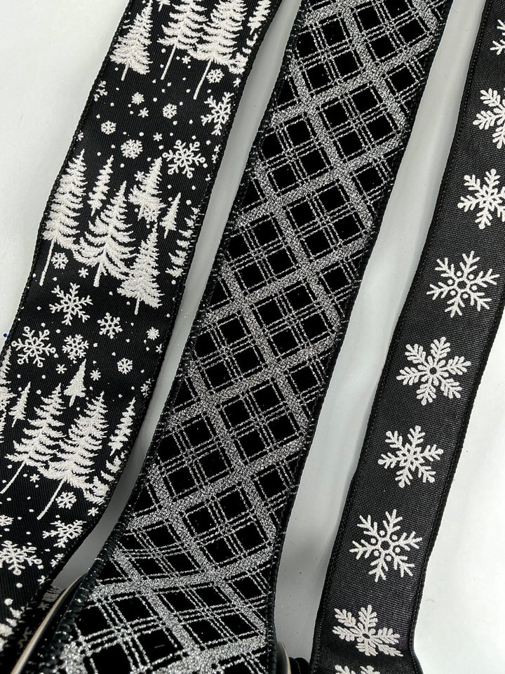 Black and white tree bow bundle x 3 - Greenery MarketRibbons & Trim