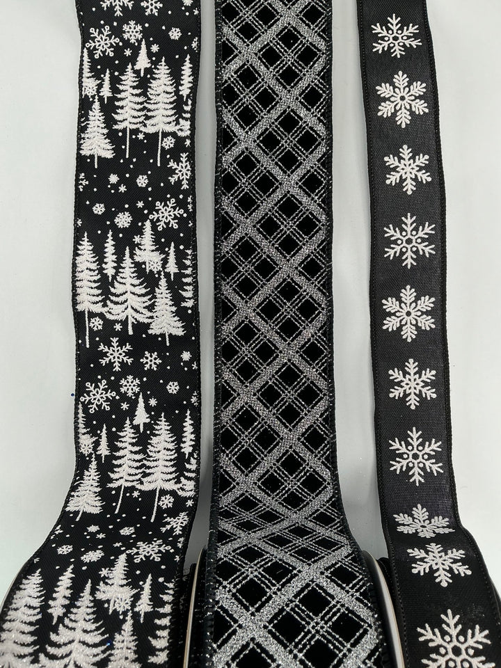 Black and white tree bow bundle x 3 - Greenery MarketRibbons & Trim