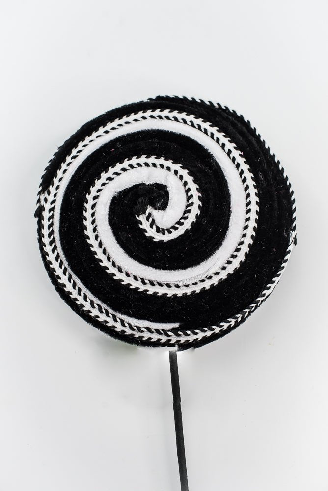Black and White Velvet Ornament Lollipop - Greenery Market57245BKWT