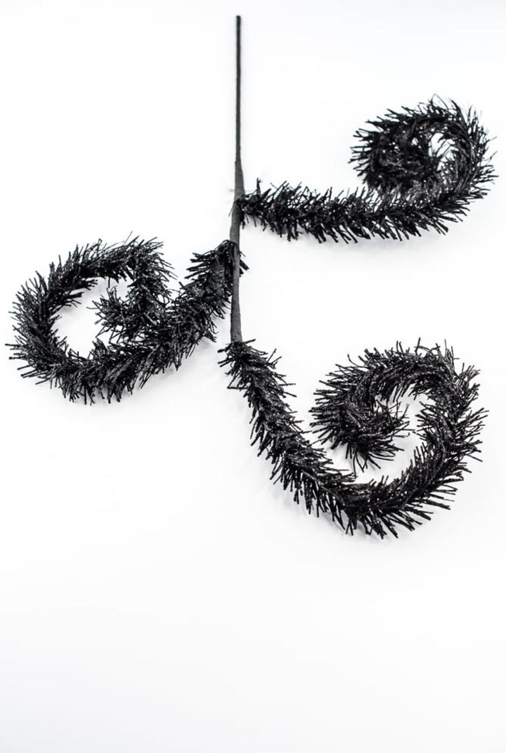 Black Fuzzy Spiral Curly Spray - Greenery Market57215BK