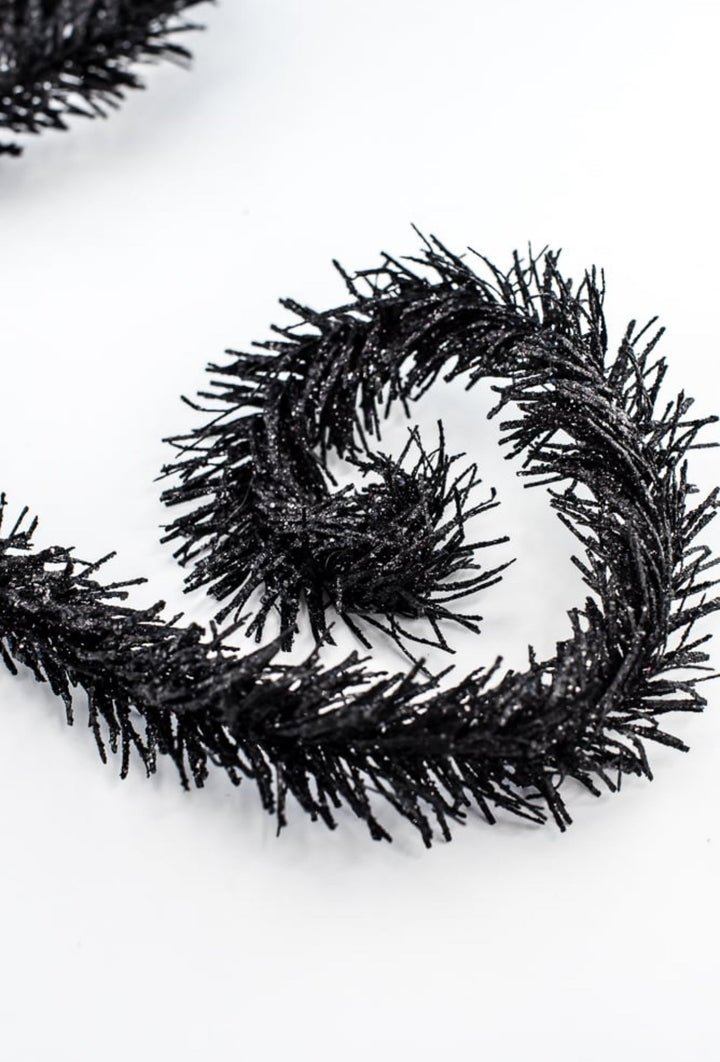 Black Fuzzy Spiral Curly Spray - Greenery Market57215BK