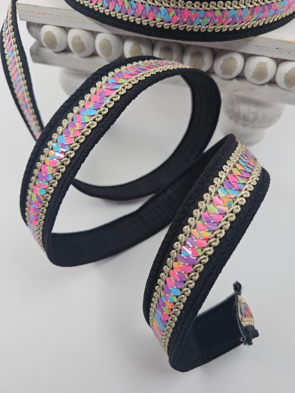 Black Heart Strings Farrisilk Wired Ribbon - 1" - Greenery MarketRibbons & TrimSR106 - 92