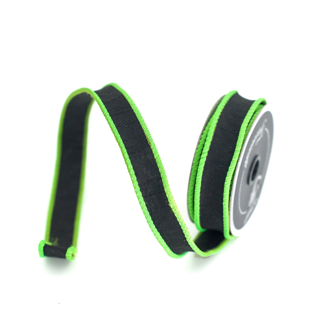 Black & Lime Halloween Cord Farrisilk Wired Ribbon - 1" - Greenery MarketRibbons & TrimRK534 - 92