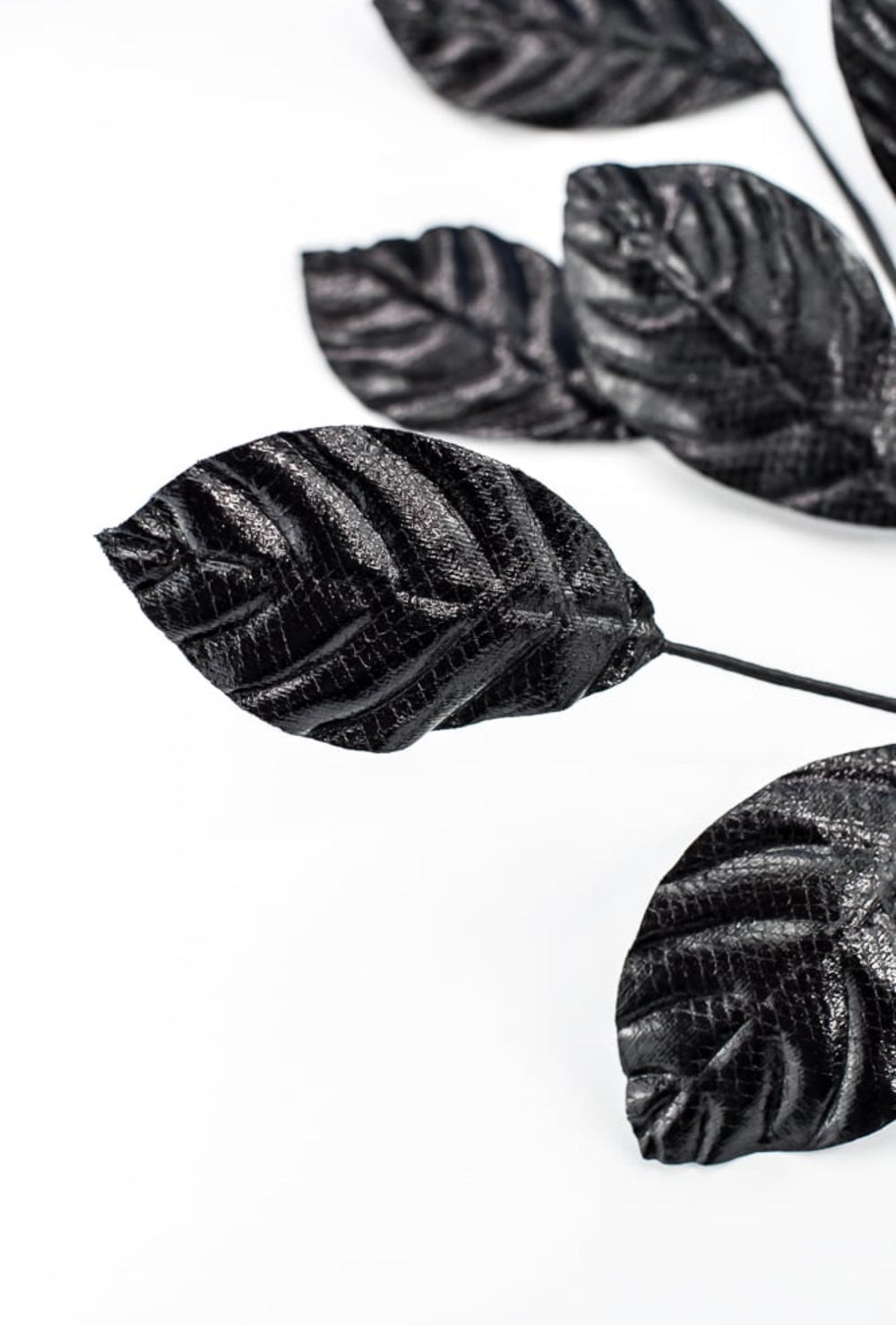 Black Metallic Magnolia Leaves Spray - Greenery Market57258BK