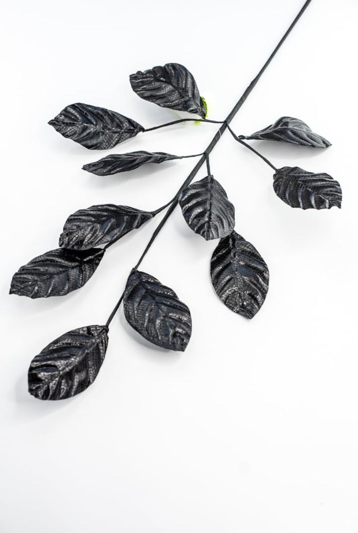 Black Metallic Magnolia Leaves Spray - Greenery Market57258BK