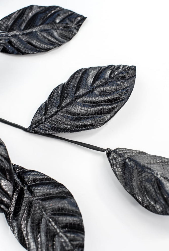 Black Metallic Magnolia Leaves Spray - Greenery Market57258BK