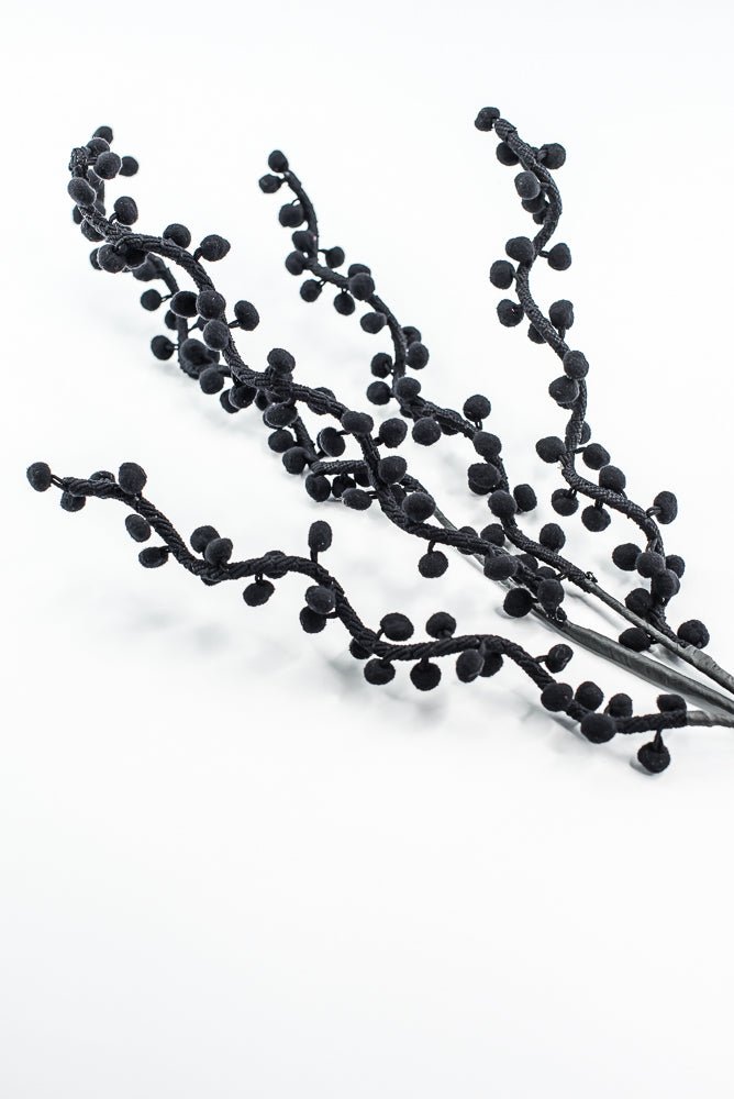 Black Pompom Ball Curly Spray - Greenery Market57254BK