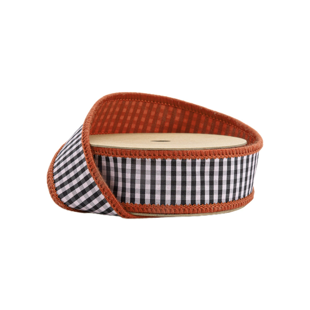 Black & White Mini Check Wired Ribbon - 1" - Greenery Market6920W - 750 - 25E