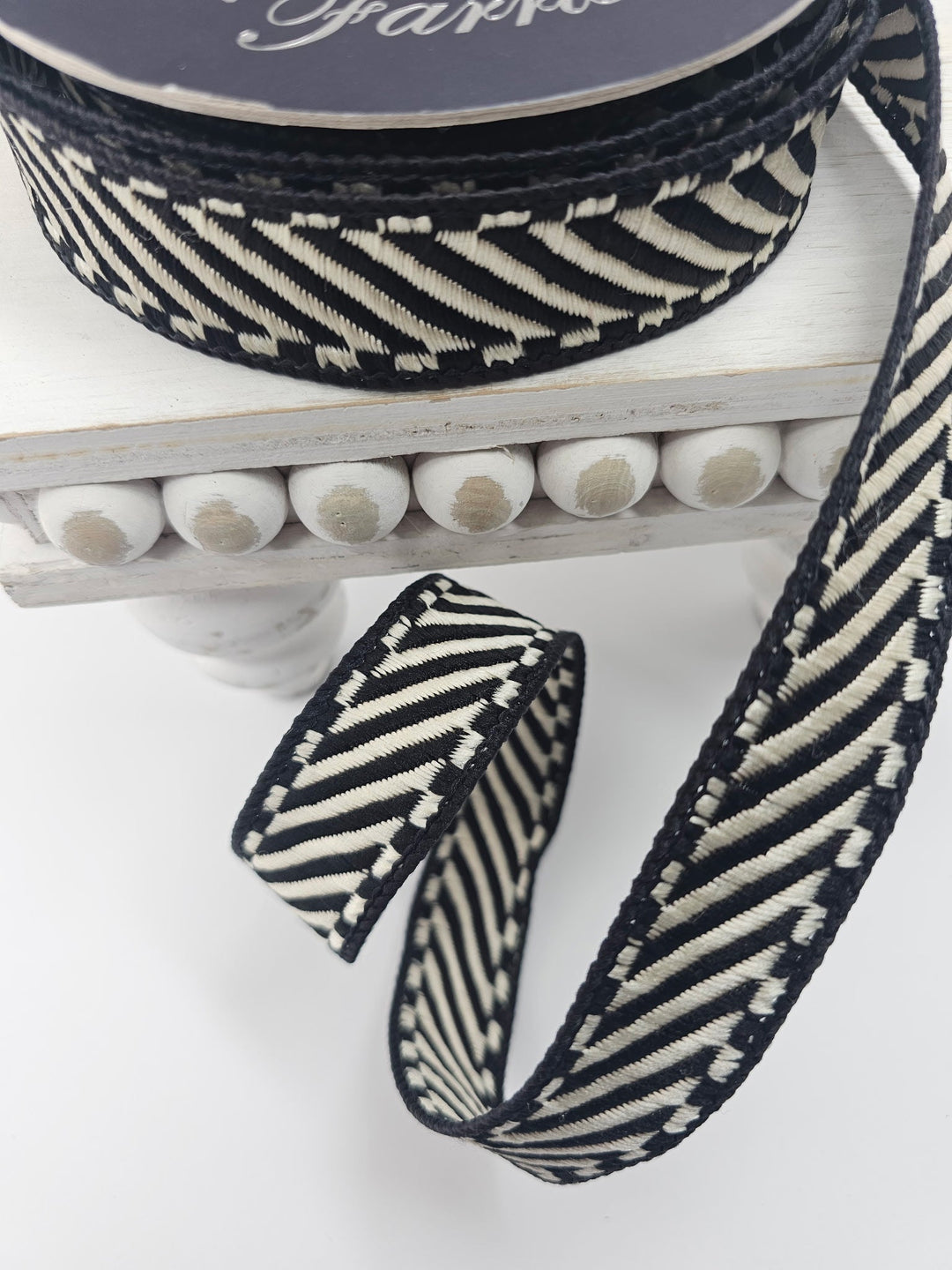 Black & White Shapeshifter Farrisilk Wired Ribbon - 1" - Greenery MarketRibbons & TrimHR035 - 90