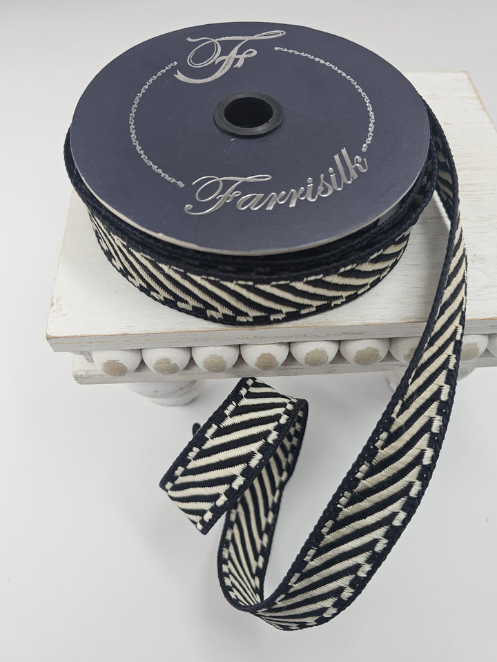 Black & White Shapeshifter Farrisilk Wired Ribbon - 1" - Greenery MarketRibbons & TrimHR035 - 90
