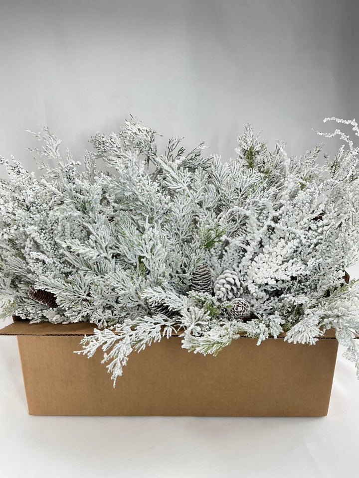Blizzard tree greenery box - discounted bulk - Greenery MarketTRYMEFLOCKEDx20