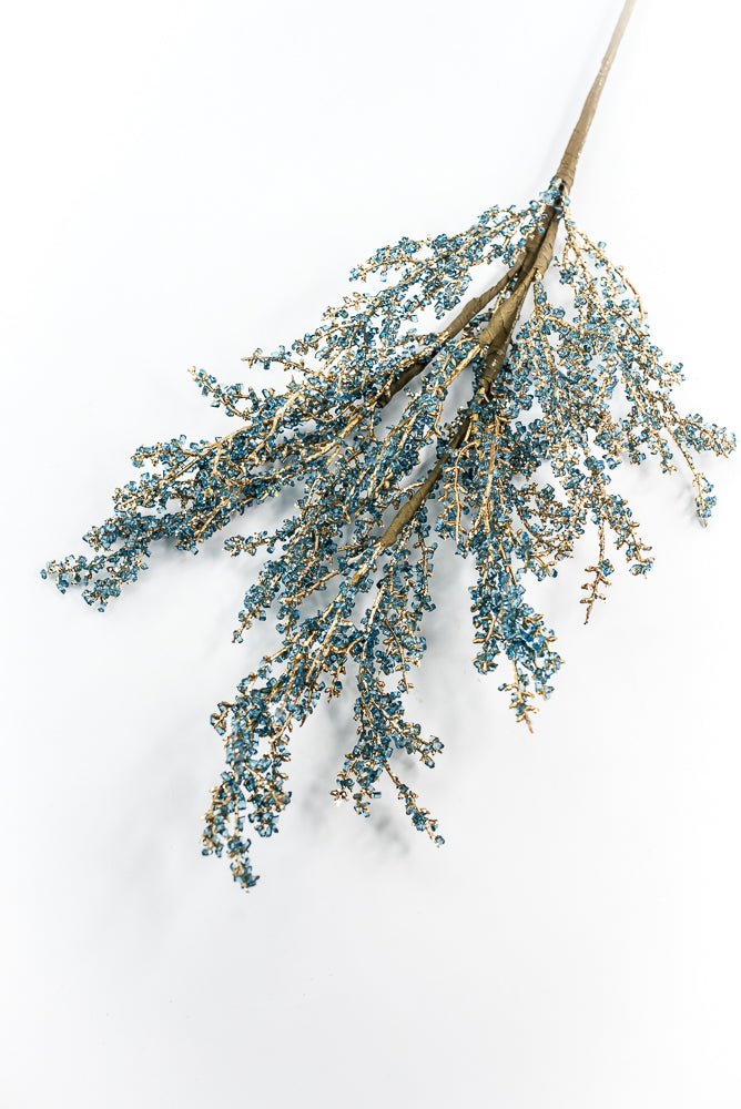 Blue and Gold Iced Twig Spray - Greenery Market32146-BLGD