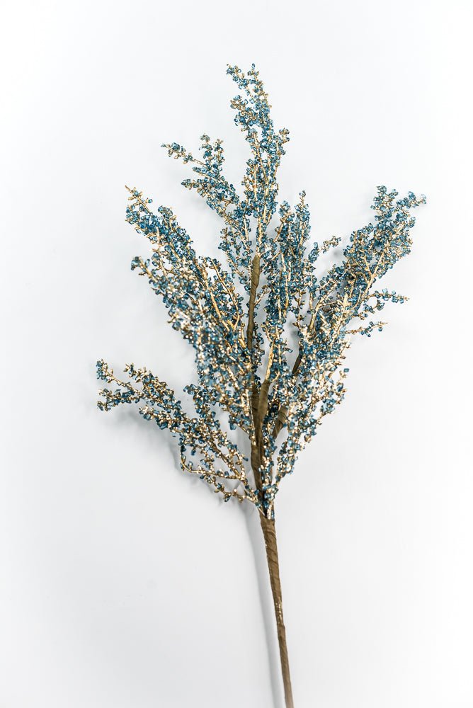 Blue and Gold Iced Twig Spray - Greenery Market32146-BLGD